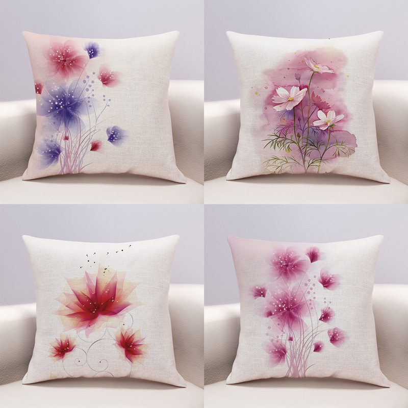 新中式花棉麻抱枕现代简约沙发客厅办公室样板间腰枕套靠枕靠垫,居家布艺,靠垫/抱枕,淘宝优惠券,粉丝福利购,淘宝优惠卷