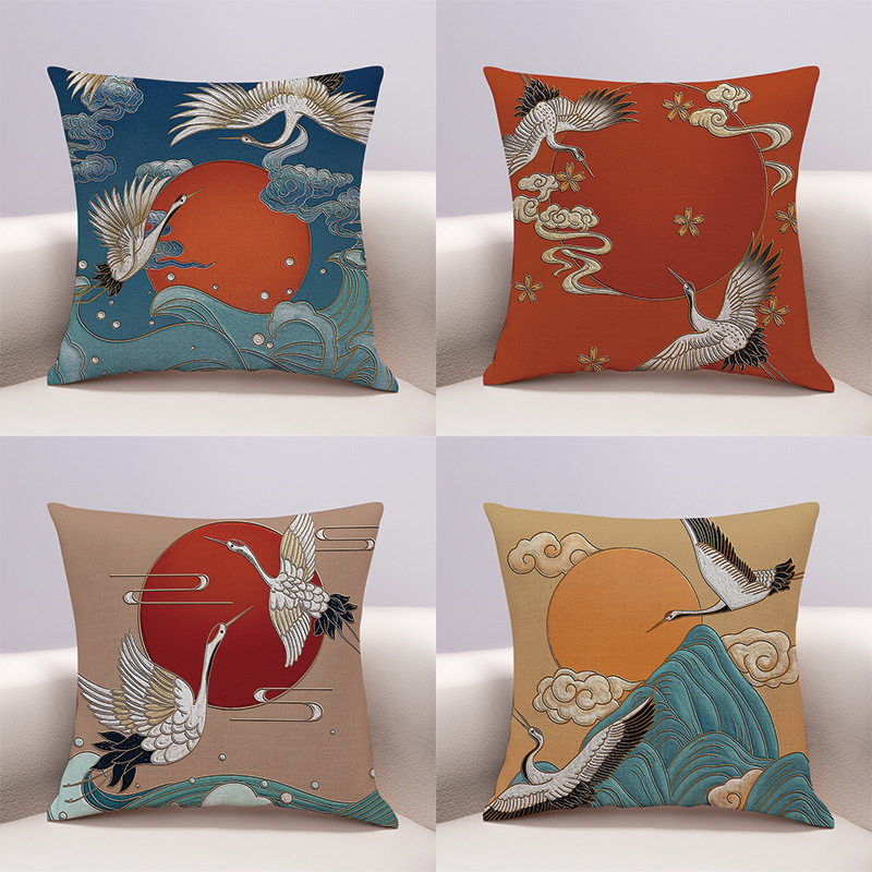 中国风潮流风国潮抱枕套国粹仙鹤红居家装饰沙发坐垫靠垫套,居家布艺,靠垫/抱枕,淘宝优惠券,粉丝福利购,淘宝优惠卷