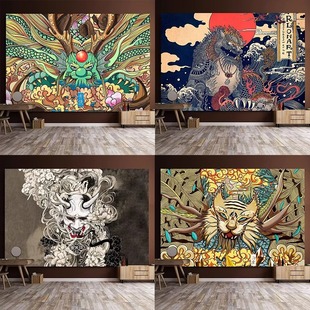 个性浮世绘日系动漫挂布出租屋墙面遮丑墙布装饰画高级感背景布