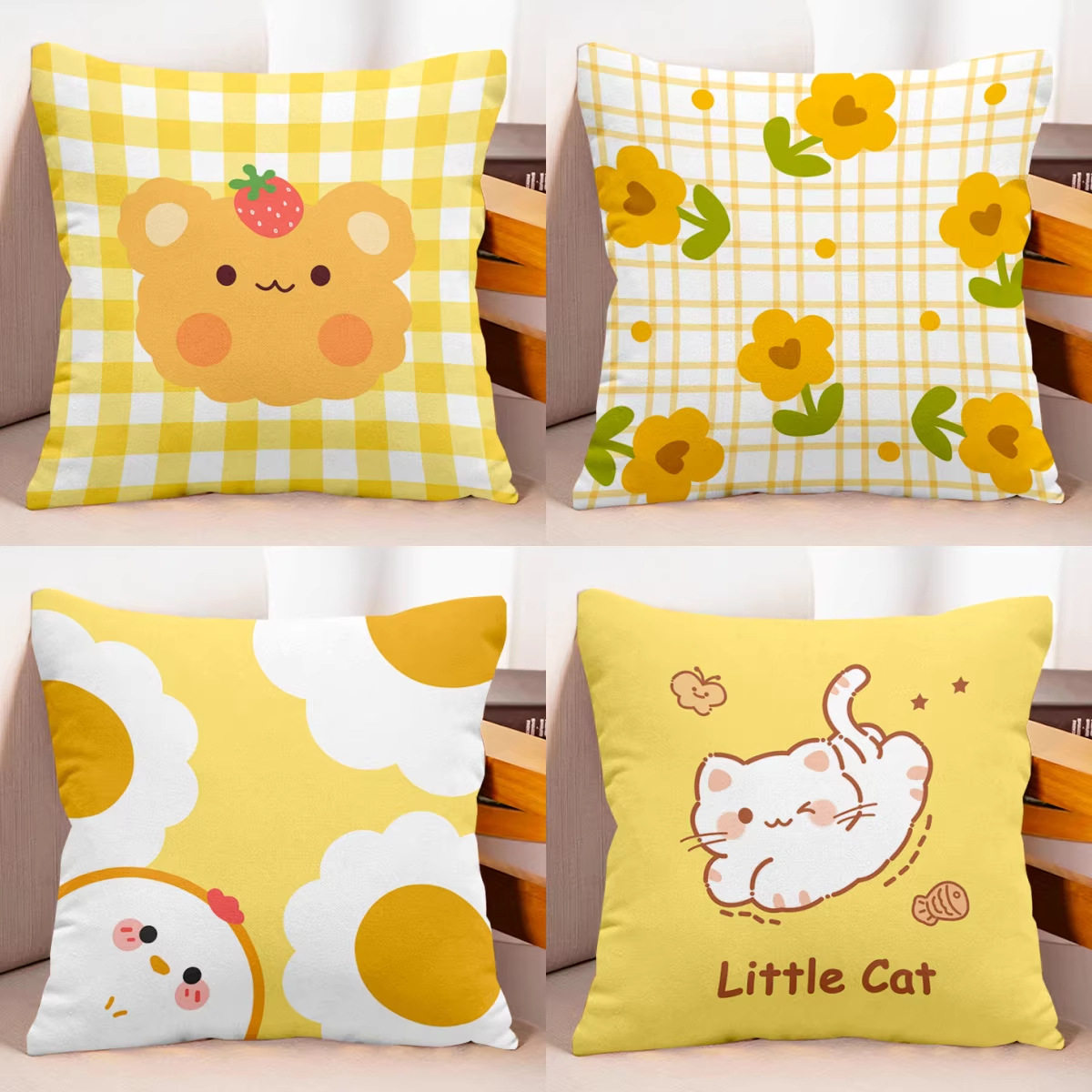黄色北欧抱枕套不含芯卡通可爱抱枕沙发靠垫靠背民宿装饰枕午睡枕,居家布艺,靠垫/抱枕,淘宝优惠券,粉丝福利购,淘宝优惠卷