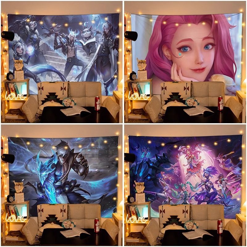 背景布英雄联盟挂布学生宿舍电竞游戏LOL墙布装饰布置动漫ins挂毯,居家布艺,挂毯/壁毯,淘宝优惠券,粉丝福利购,淘宝优惠卷