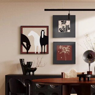 中古风餐厅装饰画法式复古吃饭厅挂画抽象高级感小众客厅单幅壁画