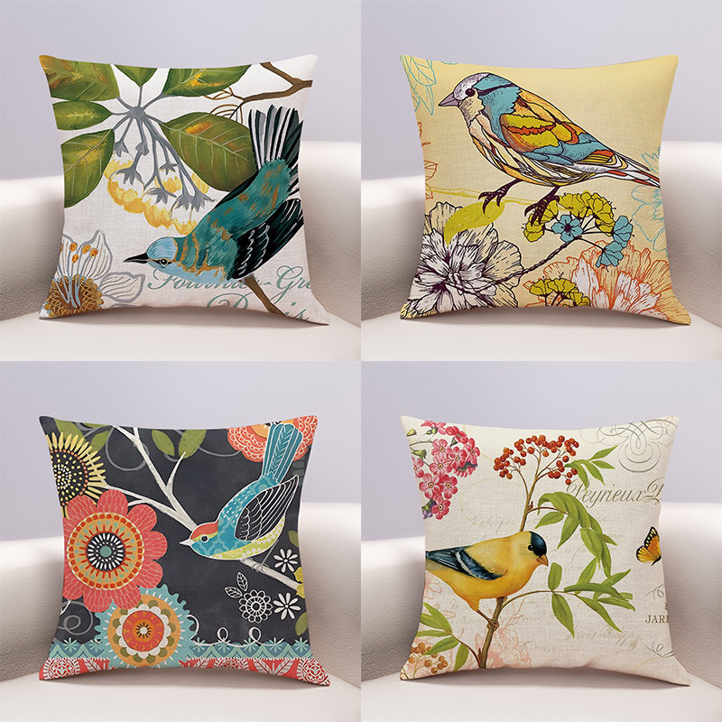 复古欧式花鸟植物花卉棉麻抱枕套汽车沙发卧室靠垫套家居布艺靠枕,居家布艺,靠垫/抱枕,淘宝优惠券,粉丝福利购,淘宝优惠卷