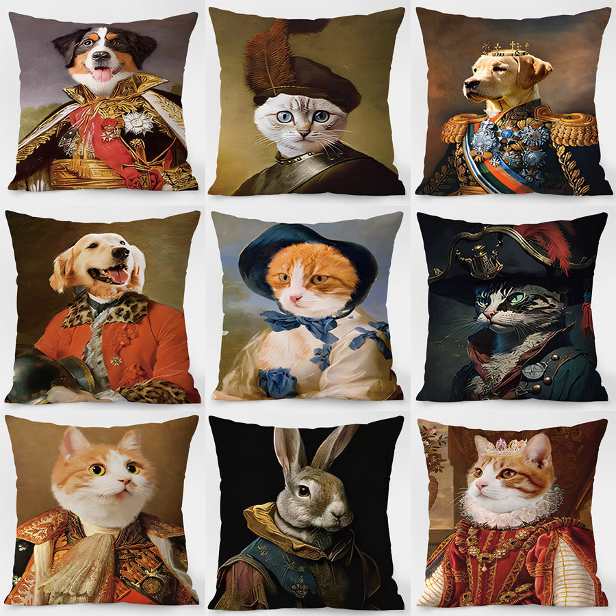 可爱油画萌宠靠垫抱枕套方形床头客厅沙发靠枕汽车办公室护腰枕,居家布艺,靠垫/抱枕,淘宝优惠券,粉丝福利购,淘宝优惠卷