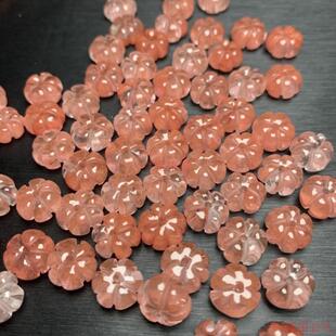 冰底西瓜晶10×6扁南瓜散珠diy玉石饰品配饰耳坠梅花珠配珠
