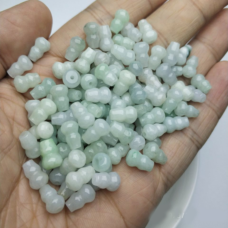 diy天然翡翠手编绳小葫芦散珠