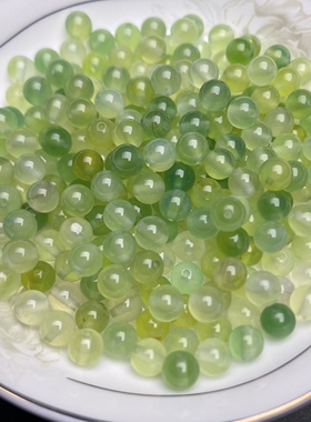 天然黄绿色玛瑙散珠青提色手链项链散珠玉饰品配件珠子