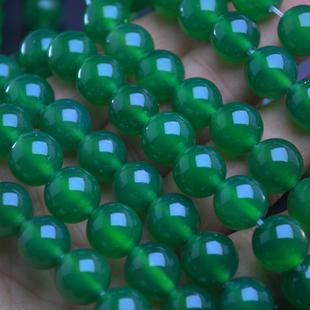 天然绿玛瑙绿玉髓散珠佛珠手链项链玉石饰品配件珠子