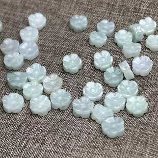 天然翡翠A货小桃花配饰配件散珠小梅花双面手工diy编绳小滴溜