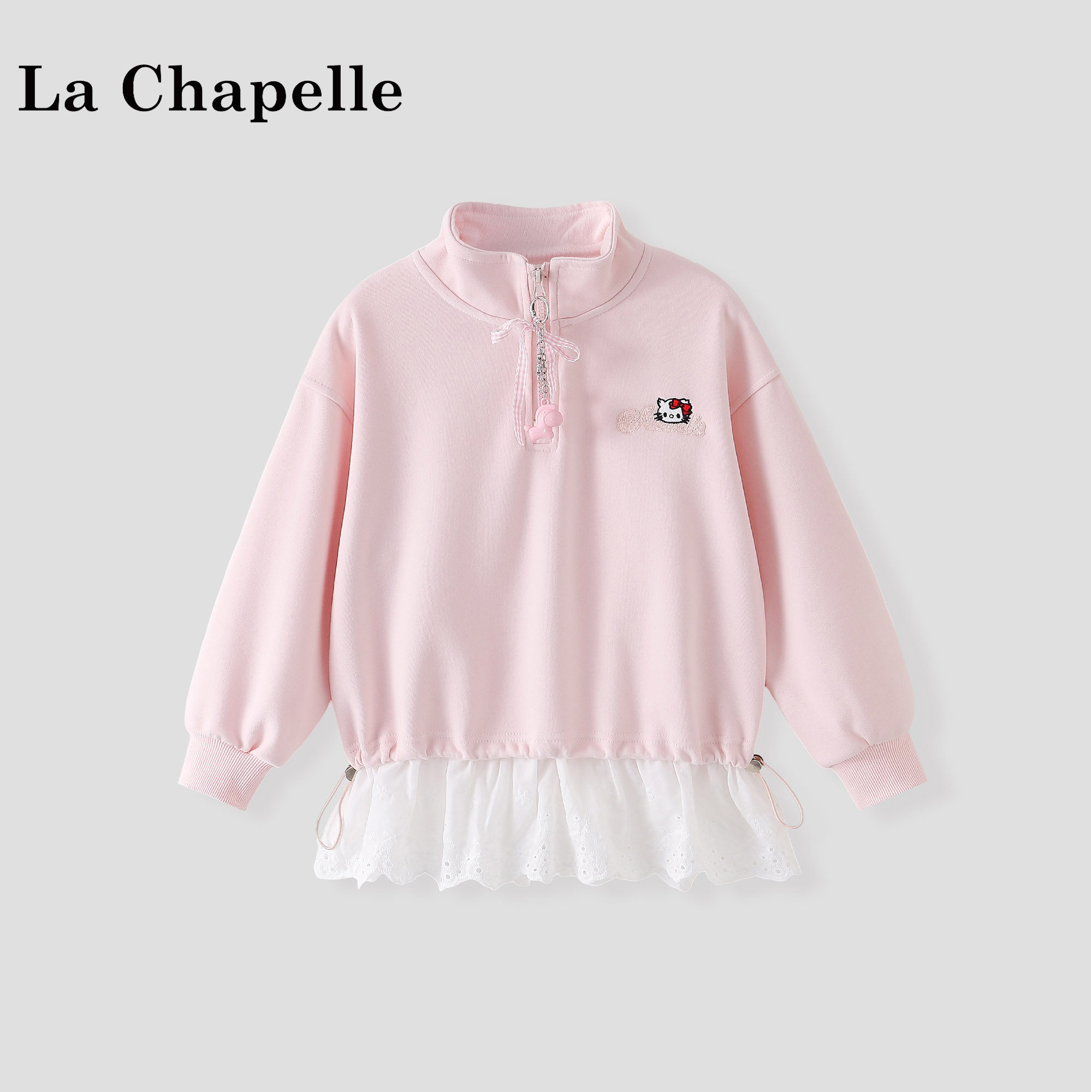 拉夏贝尔女童卫衣春装2026新款中大童超好看衣服洋气儿童拼接上衣