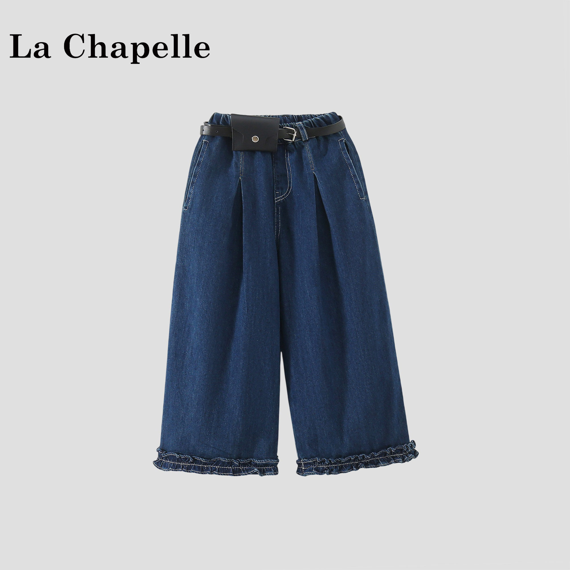 拉夏贝尔女童牛仔裤春装2026新款韩版休闲长裤阔腿裤儿童直筒裤子