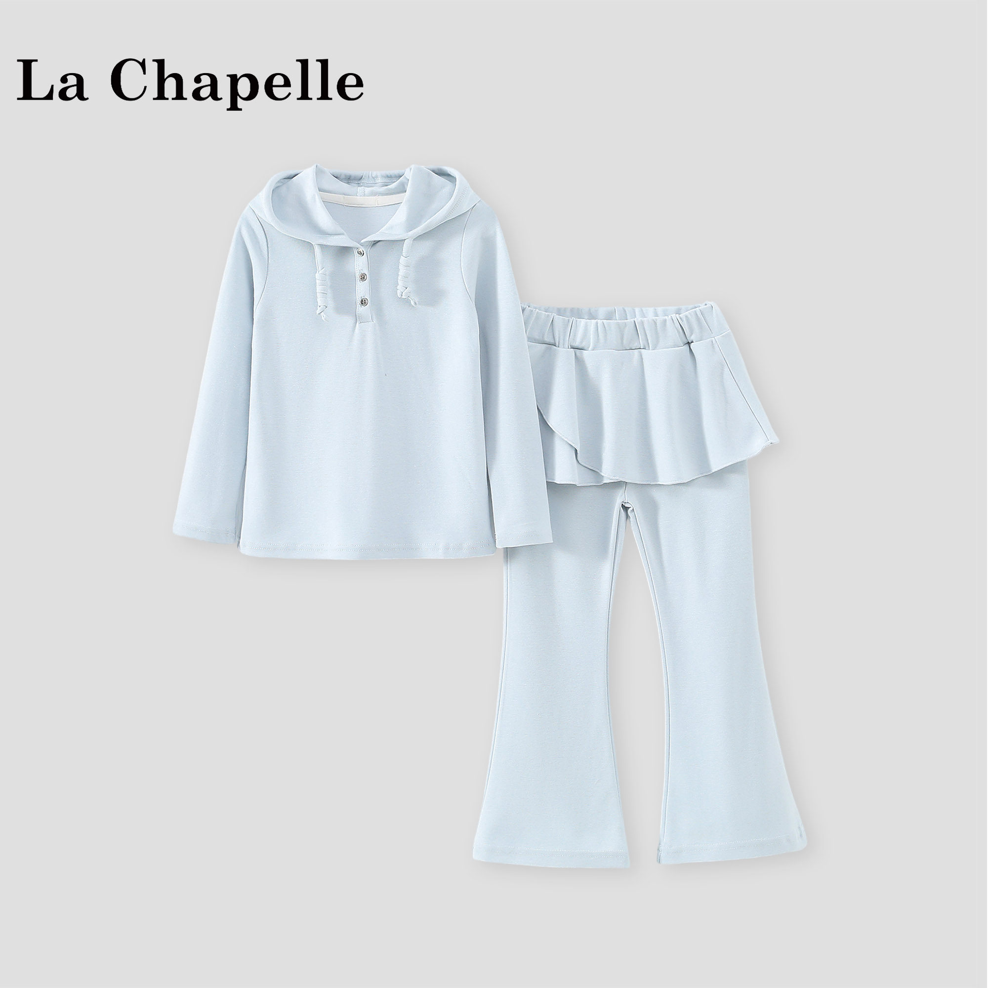 拉夏贝尔女童春装2026新款洋气儿童运动套装女孩连帽上衣休闲裤潮