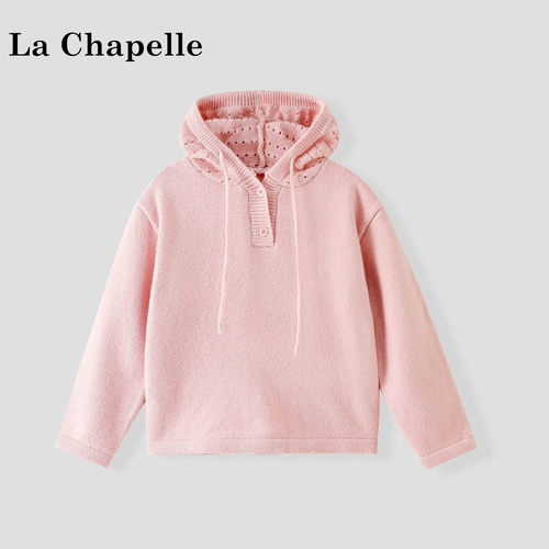 La Chapelle【拉夏贝尔】秋冬季女童洋气百搭连帽针织毛衣LA3774