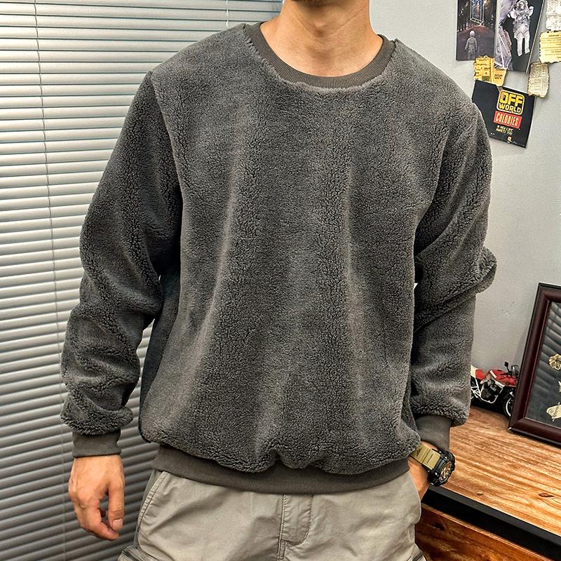 纯色日系居家植绒套头卫衣