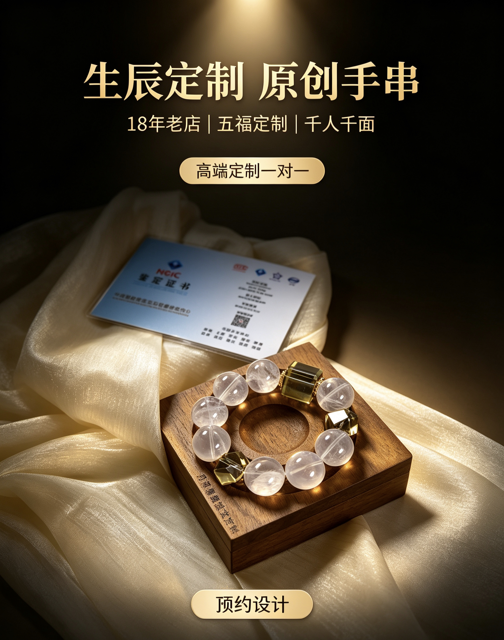 天然原创水晶手链私人订制多宝手串男女情侣款礼物五福行生辰定制
