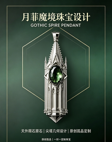月菲魔境设计优雅永不过时风格天然水晶珠宝陨石吊坠定制打样设计