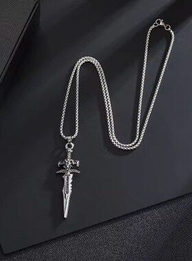 欧美嘻哈热卖武器大刀项链饰品男士个性宝剑吊坠百搭不掉色毛衣链