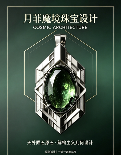 天然保真天外来客珠宝首饰捷克陨石刻面一对一款式定制打样设计