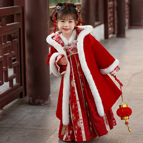 女童拜年服冬装古风汉服2026新款国风古装儿童冬季加厚喜庆过年服