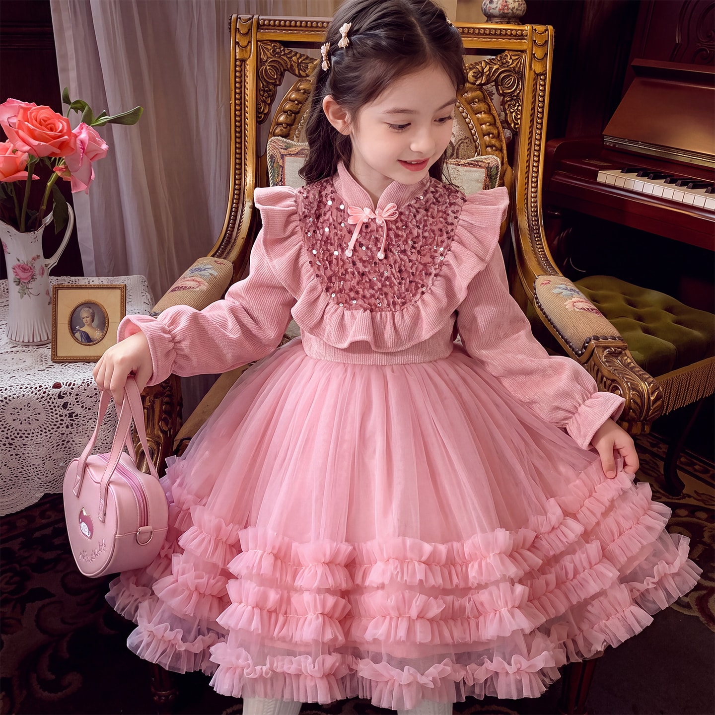 公主裙女童秋装2026新款儿童连衣裙秋季长袖裙子小女孩生日公主裙