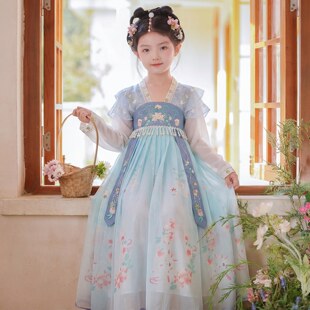 儿童古风超仙中国风连衣裙女孩古装 表演襦裙 2026新款 汉服女童春装