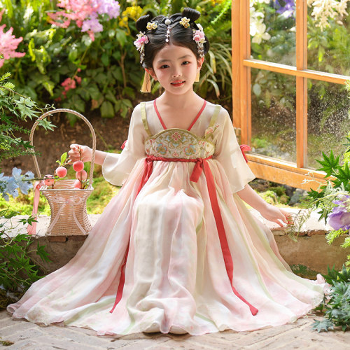 汉服女童2026新款夏季短袖儿童古风连衣裙女孩超仙中国风古装裙子