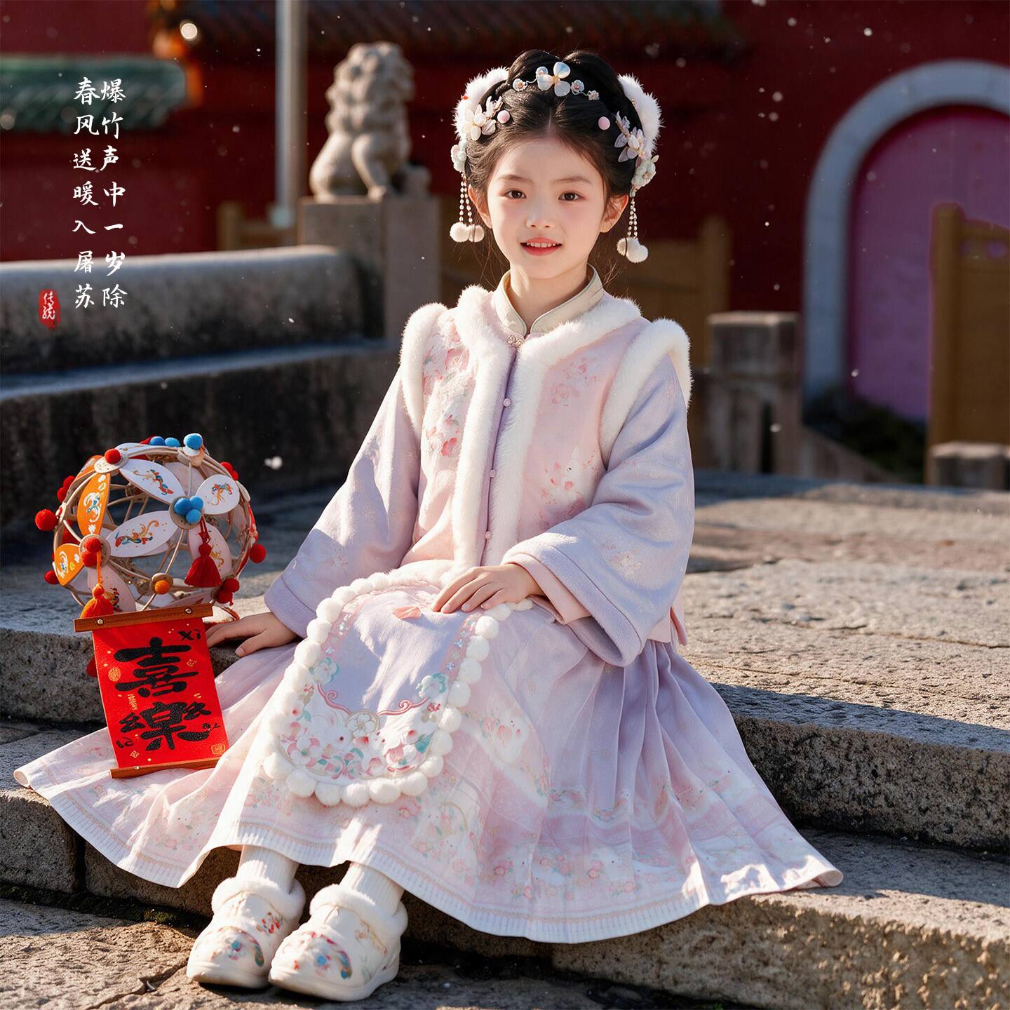 汉服女童冬装2026新款儿童加厚古装冬季女孩国风明制套装古风唐装