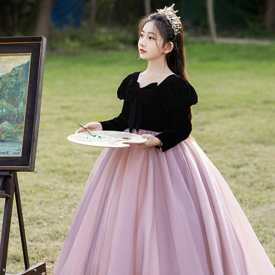 女童礼服轻奢高端女孩生日公主裙儿童主持人钢琴演奏演出服秋冬季