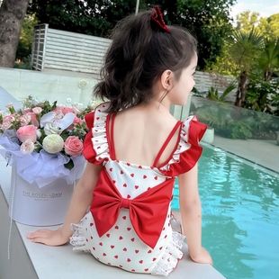 女童游泳衣2025新款 兒童網紅美背公主連體速干女孩泳衣女寶寶泳裝