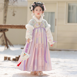 汉服女童冬装2026新款儿童古风加绒连衣裙冬季中国风古装秋冬裙子