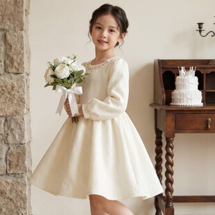 女童连衣裙春季2026新款女孩生日洋气公主裙儿童长袖礼服春装裙子