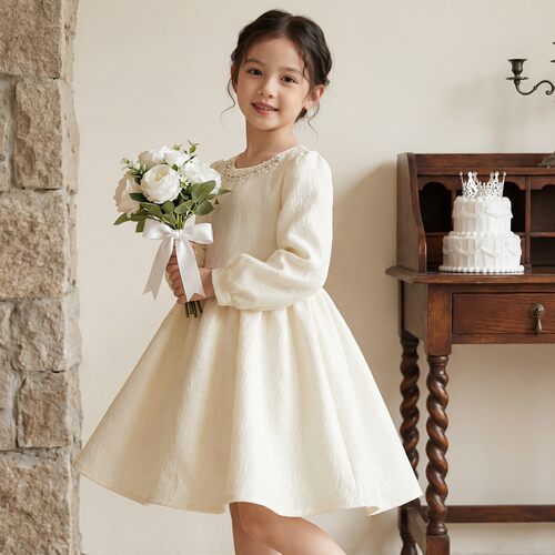 女童连衣裙春季2026新款女孩生日洋气公主裙儿童长袖礼服春装裙子