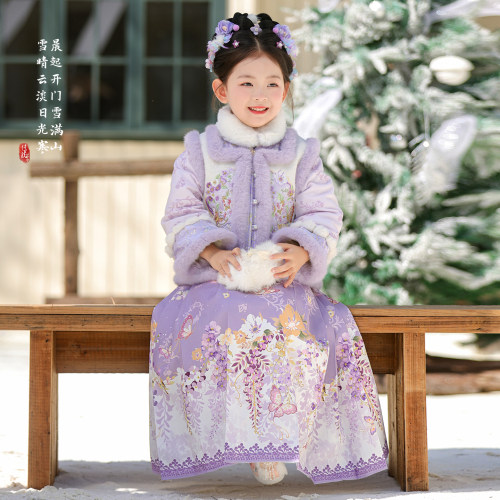 汉服女童冬季2026新款儿童新中式国风套装小女孩古风加绒明制古装