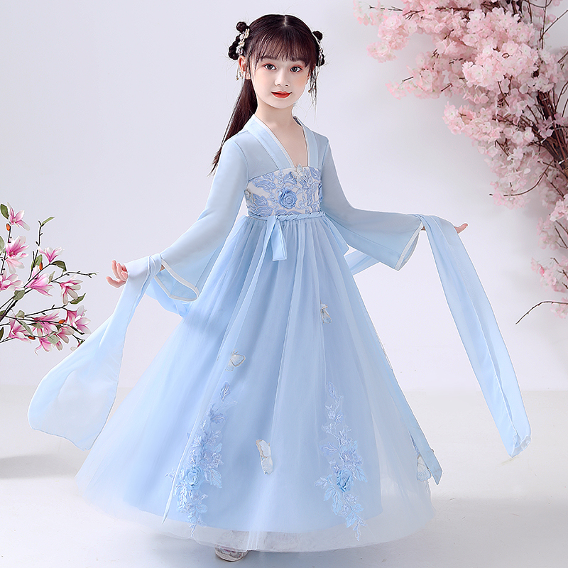 女童汉服中国风超仙襦裙秋装女孩夏装连衣裙12岁儿童大童古装裙子