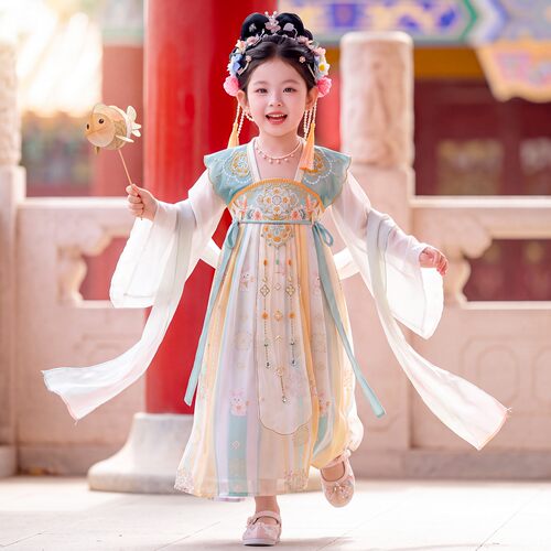 汉服女童中秋节2026新款儿童古装中国风连衣裙小女孩古风公主襦裙