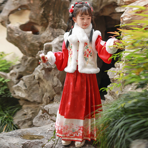 汉服女童冬款儿童古装加厚过年冬季新年唐装2023新款中国风拜年服