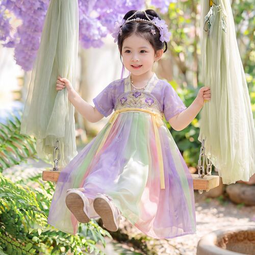汉服女童2026新款夏季儿童高端国风公主连衣裙薄款小女孩古装裙子