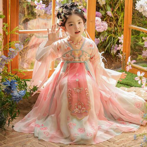 汉服女童春装超仙2026新款古风连衣裙女孩中国风唐装儿童古装裙子
