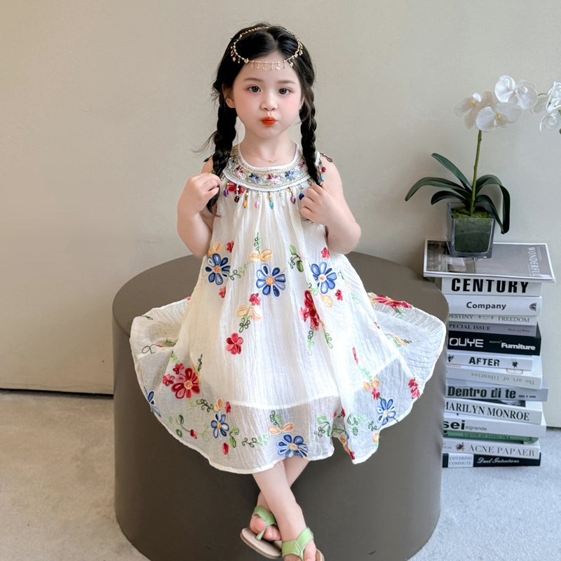 女童连衣裙夏季薄款2025新款儿童洋气公主裙背心裙小女孩吊带裙子