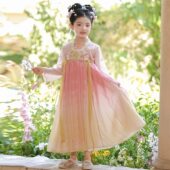 儿童超仙古装 古风连衣裙女孩国风唐装 裙子 春季 汉服女童2026新款