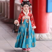 儿童古装 汉服女童冬装 2026新款 裙子古风加绒连衣裙女孩国风拜年服