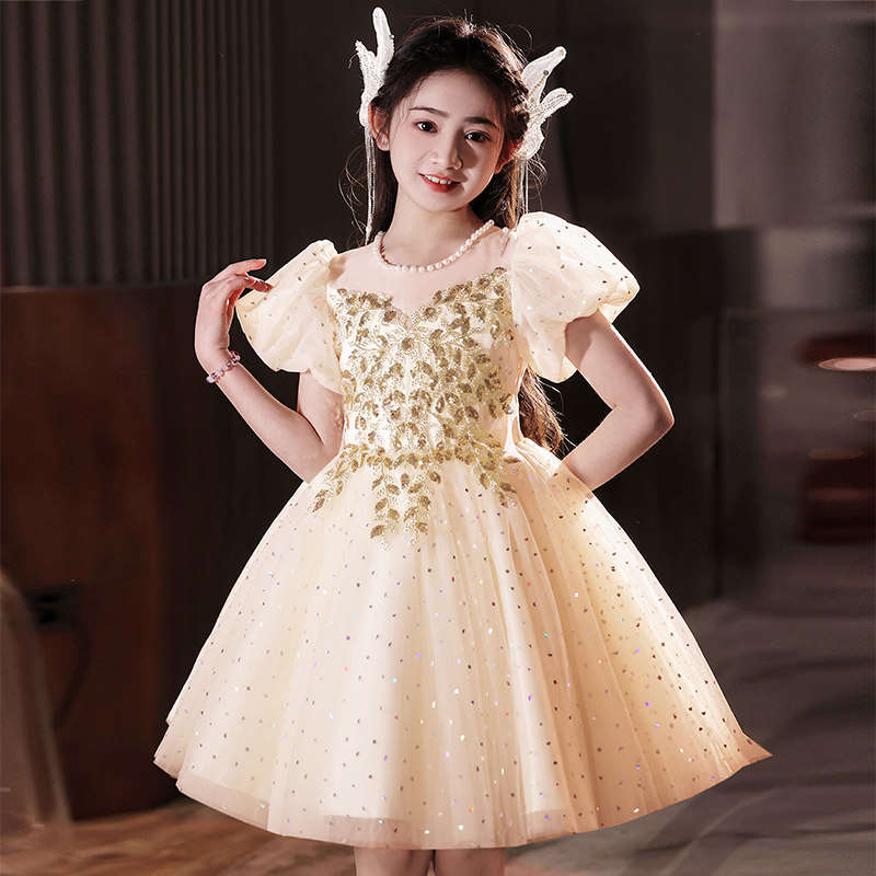 女童礼服轻奢小众儿童钢琴演出服小女孩主持人花童婚礼生日公主裙