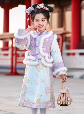 格格服女童汉服冬季2025新款古装儿童秋冬中国风清朝旗袍裙拜年服