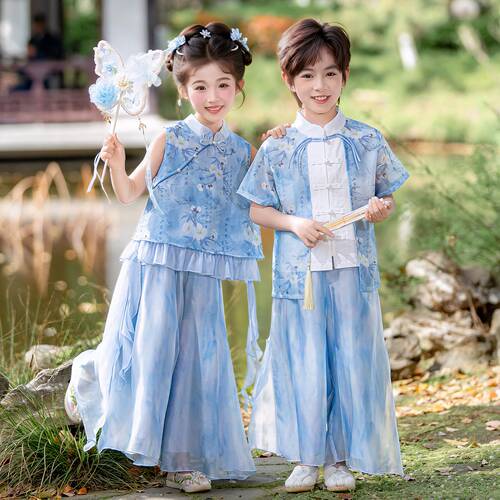 汉服男童2026新款帅气中国风古风唐装女童六一幼儿园演出古装儿童