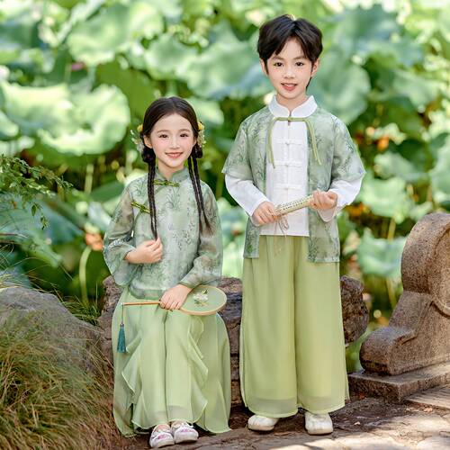 儿童汉服男童古装女童日常可穿中式中国风唐装小学生六一演出服装