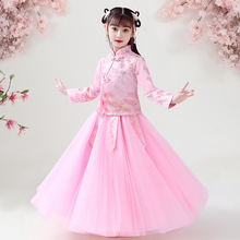 儿童汉服女童长袖超仙中国风古装樱花公主秋装旗袍小女孩裙子唐装
