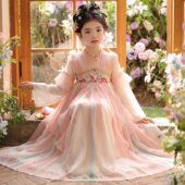 超仙公主唐装 儿童古装 古风女孩中国风连衣裙 2026新款 汉服女童春装