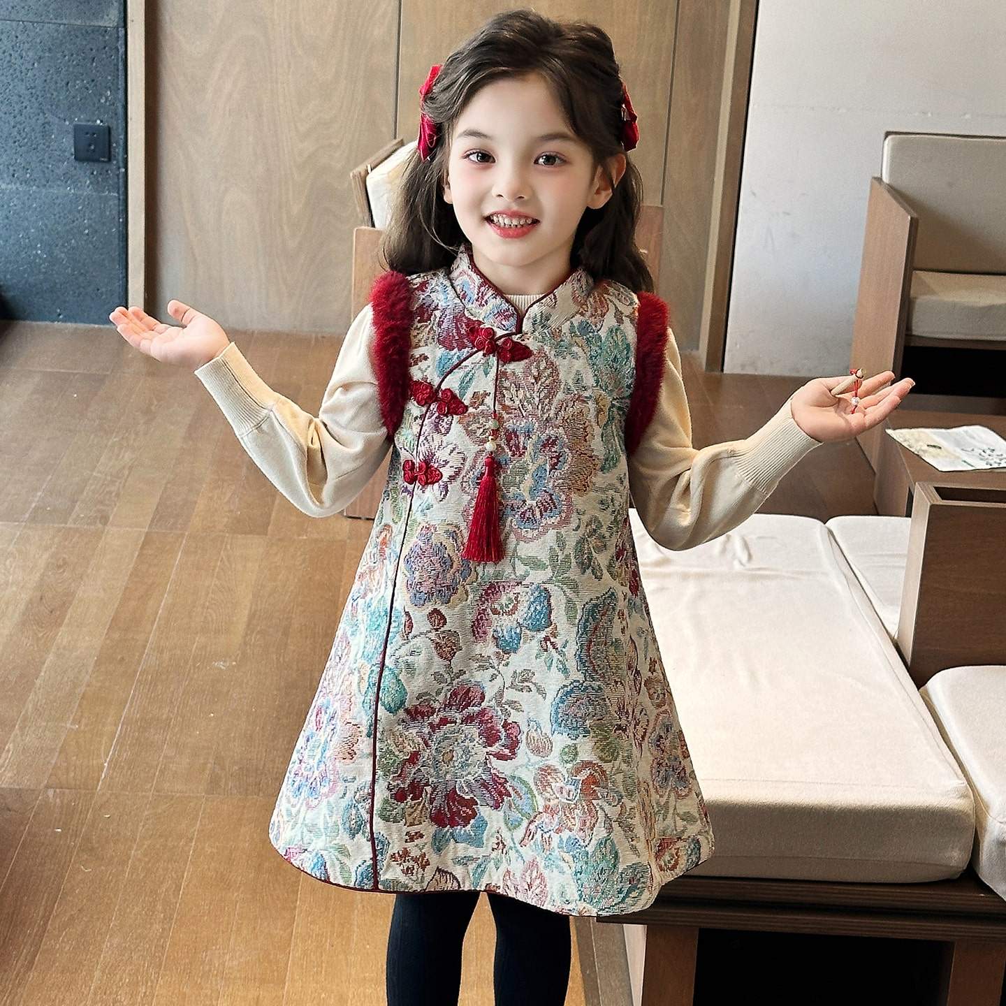 女童旗袍新中式背心裙冬装2026新款国风汉服小女孩新年红色拜年服,童装/婴儿装/亲子装,旗袍,淘宝优惠券,粉丝福利购,淘宝优惠卷