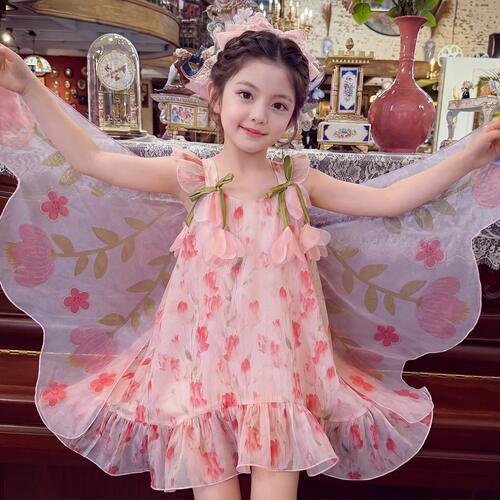 女童连衣裙夏装2026新款儿童吊带裙夏季小女孩超仙蝴蝶翅膀公主裙