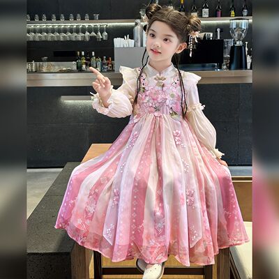 女童汉服连衣裙2026新款春装中国风公主裙小女孩儿童春季古风裙子